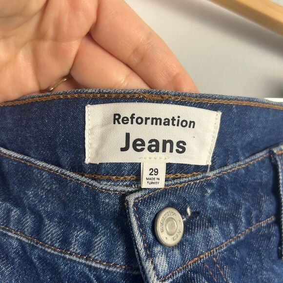Reformation Cynthia Cuffed High Rise Straight Jeans - Picture 6 of 8